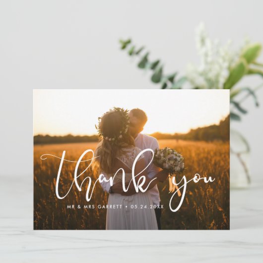 スクリプエレガントト結婚の写真サンキューカード 案内状 (スタンド正面)
