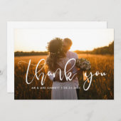 スクリプエレガントト結婚の写真サンキューカード 案内状 (正面/裏面)