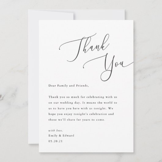 スクリプエレガントト結婚の場所設定ありがとうございます サンキューカード (正面)