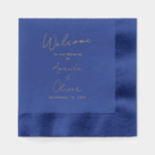 スクリプエレガントト結婚の歓迎 箔ナプキン (正面)