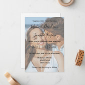 スクリプエレガントト結婚の色あせた写真の招待状 ノートカード (正面/裏面インサイチュ)