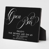 スクリプエレガントト結婚の開いたバードリンクのメニュー黒 フォトプラーク (側面)