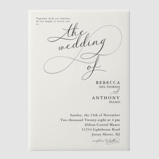 スクリプエレガントト結婚オーバーレイの設定 ベラム紙招待状 (正面)