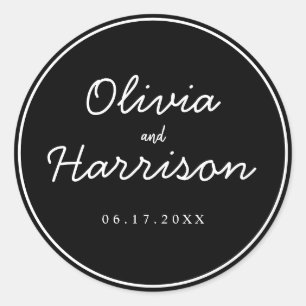 スクリプエレガントト結婚ミニマルモダンスのステッカー ラウンドシール