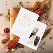 スクリプエレガントト結婚式の保存日付バラ金ゴールド 箔招待状