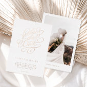 スクリプエレガントト結婚式の保存日付バラ金ゴールド 箔招待状