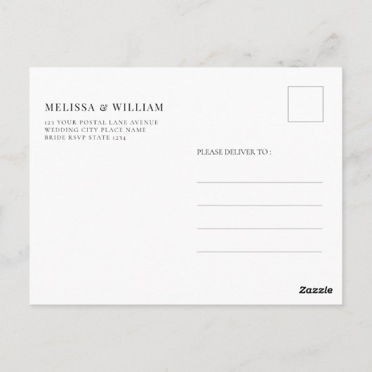 スクリプエレガントト結婚式の日付の保存 ポストカード (裏面)