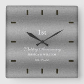 スクリプエレガントト結婚・シルバーの記念日 スクエア壁時計 (正面)