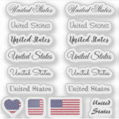 スクリプエレガントト統一された州とフラグUSA名セット シール (正面)
