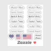 スクリプエレガントト統一された州とフラグUSA名セット シール (シート)