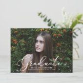 スクリプエレガントト緑の写真卒業 案内状 (スタンド正面)