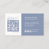 スクリプエレガントト緑の水色のブラシストローク 名刺 (裏面)