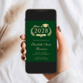 スクリプエレガントト緑の金ゴールドフォトカレッジ卒業 案内状