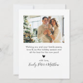 スクリプエレガントト緑4フォトコラージュクリスマス シーズンカード (裏面)