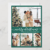 スクリプエレガントト緑4フォトコラージュクリスマス シーズンカード (正面)