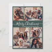 スクリプエレガントト緑5フォトコラージクリスマス シーズンカード (正面)