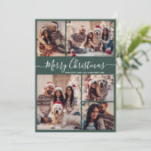 スクリプエレガントト緑5フォトコラージクリスマス シーズンカード (スタンド正面)