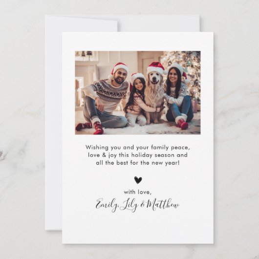 スクリプエレガントト緑5フォトコラージクリスマス シーズンカード (裏面)