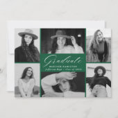 スクリプエレガントト緑6フォトコラージュ卒業 案内状 (正面)