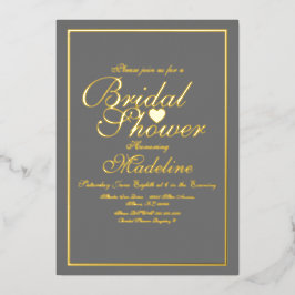 スクリプエレガントト縁どハートブライダルシャワー 箔招待状