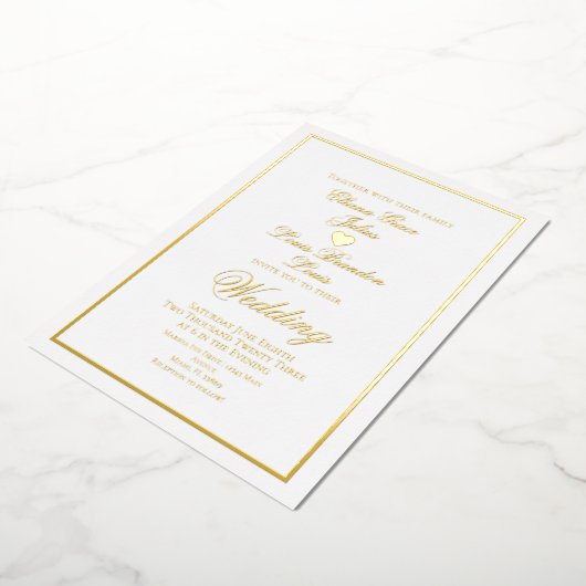 スクリプエレガントト縁どハート結婚の押し込み 箔招待状 (回転した状態)