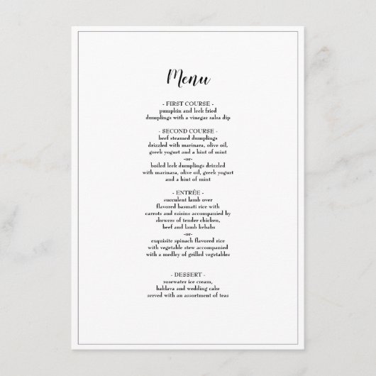 スクリプエレガントト縁ど結婚のディナーメニュー メニュー (正面)