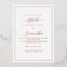 スクリプエレガントト縁ど50th Birthday Party Luxury 箔招待状