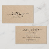 スクリプエレガントト署名ブラウン素朴 名刺 (正面/裏面)