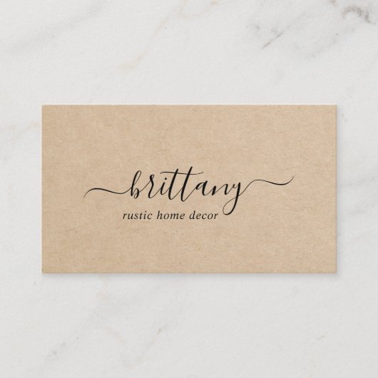 スクリプエレガントト署名ブラウン素朴 名刺 (正面)