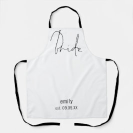 スクリプエレガントト花嫁の名前の日付白黒エプロン エプロン