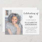 スクリプエレガントト葬儀フォトお祝いの生活 招待状 (正面/裏面)