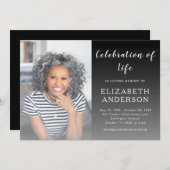 スクリプエレガントト葬儀フォトお祝いの生活 招待状 (正面/裏面)