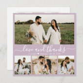 スクリプエレガントト薄紫4 Photo Collage結婚's サンキューカード (正面/裏面)