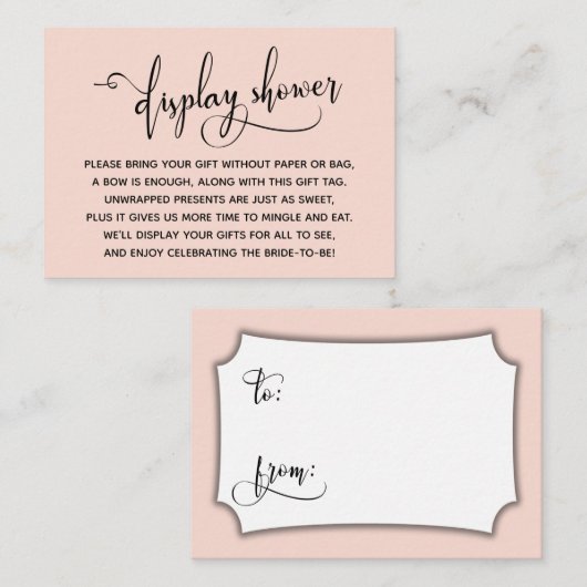 スクリプエレガントト表示ブライダルシャワー赤面ラベル エンクロージャーカード (正面/裏面)