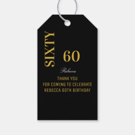 スクリプエレガントト誕生日ブラック&金ゴールド ギフトタグ