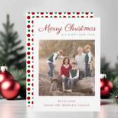 スクリプエレガントト赤いストライプクリスマスフォトホリデー シーズンカード