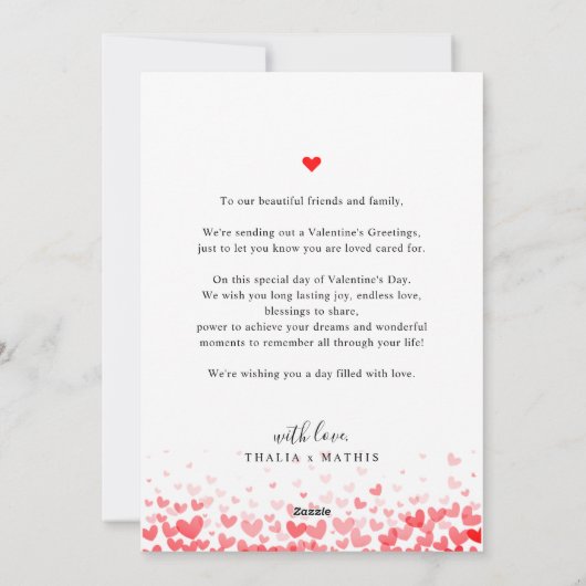 スクリプエレガントト赤いハートバレンタインのカード写真 シーズンカード (裏面)