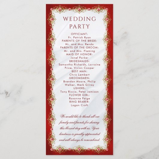 スクリプエレガントト赤い白の金ゴールドフィ結婚リグリー プログラム (裏面)