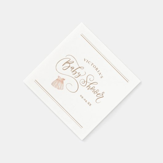 スクリプエレガントト赤ちゃん女の子の水の色ベビーシャワー スタンダードカクテルナプキン (角)