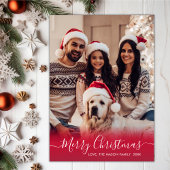 スクリプエレガントト赤と白2写真クリスマス シーズンカード