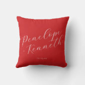 スクリプエレガントト赤のクリ結婚スマスパーソナライズされた クッション (裏面)