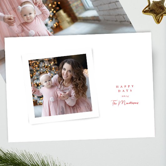 スクリプエレガントト赤スタイリッシュ白happy日写真 シーズンカード