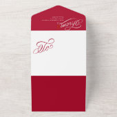 スクリプエレガントト赤ハッピーホリデーフォトカード オールインワン招待状 (外側)