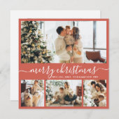 スクリプエレガントト赤写真コラージクリスマスカード シーズンカード (正面/裏面)