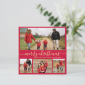 スクリプエレガントト赤金ゴールドフォトコラージクリスマス シーズンカード (スタンド正面)