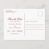 スクリプエレガントト赤金ゴールドフローラ日付の保存 案内ポストカード (裏面)