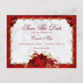 スクリプエレガントト赤金ゴールドフローラ日付の保存 案内ポストカード (正面)