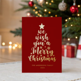 スクリプエレガントト赤金ゴールドホイル実在メリークリスマス 箔シーズンカード