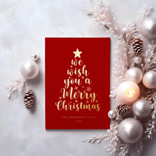 スクリプエレガントト赤金ゴールドホイル実在メリークリスマス 箔シーズンカード