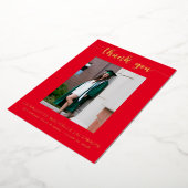 スクリプエレガントト赤金ゴールド写真卒業 箔招待状 (回転した状態)